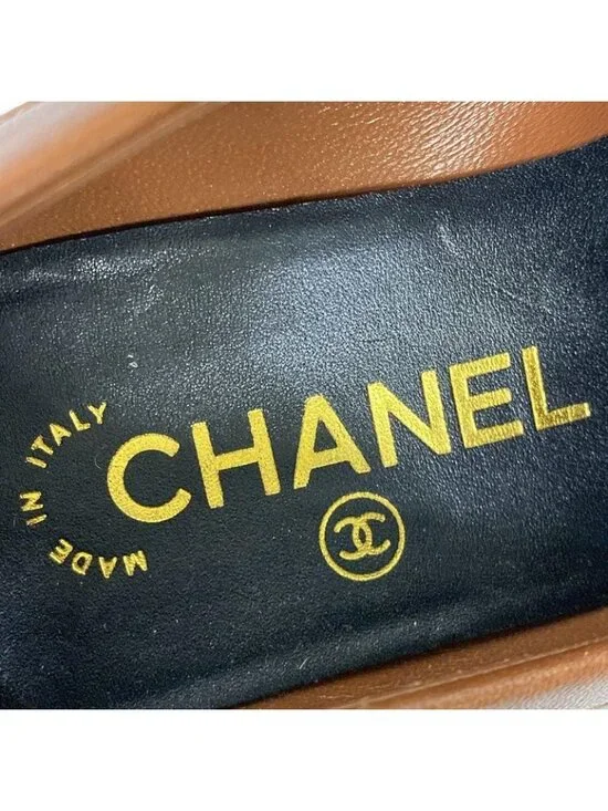 Chanel Loafers 36 C Quilted Brown Gold CC Logo - Picture 9 of 12